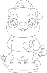 Panda Skater Skateboard Sports Animal Vector Graphic Art Illustration