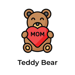 A teddy bear holding heart showing concept icon of mothers day celebration