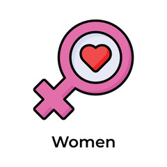 Women gender symbol with heart showing lovely women vector, mothers day icon