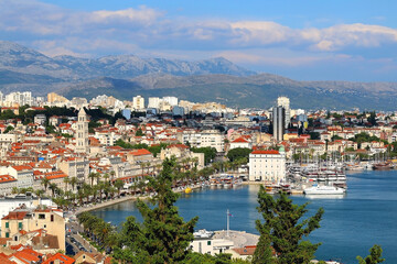 Historical city centre of Split, Croatia. Beautiful view of the promenade.