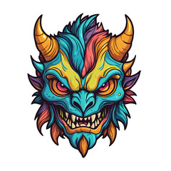 demon beast cartoon vector illustration. colorful concept