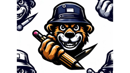 cartoon viking warrior.viking with sword,viking with pencil,mascots,scar,