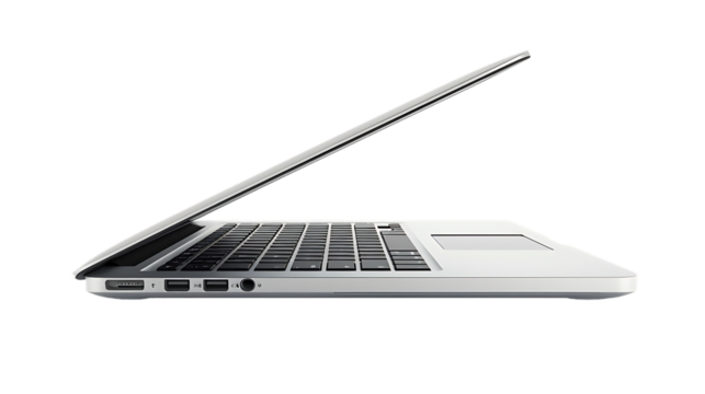 Modern glossy laptop isolated on transparent background