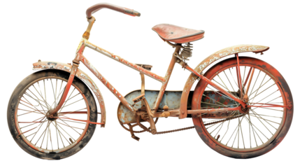 Old tricycle isolated on a transparent background 