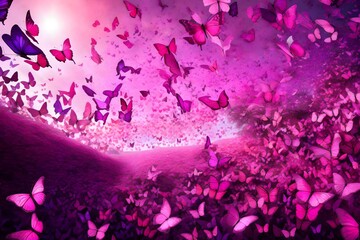 abstract watercolor background with butterflies