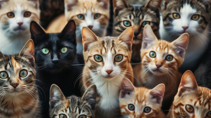 Group of colorful cat background