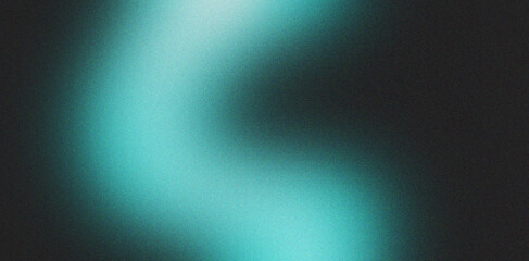 Light blue white illuminated spots on black, grainy color gradient background, noise texture effect, copy space	