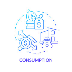 Economical consumption blue gradient concept icon. Social commerce. Quality of life, financial stability. Round shape line illustration. Abstract idea. Graphic design. Easy to use in brochure, booklet