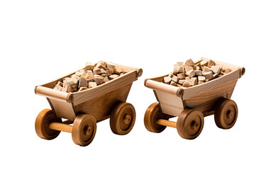 Two weathered wooden wagons are loaded with chunks of wood. Each wagon is brimming with logs and branches, showcasing the results of a day of hard work gathering firewood..