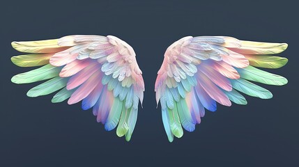 Fototapeta premium Beautiful_and_perfect_small_angel_wings_in_soft_rain_ai_generated