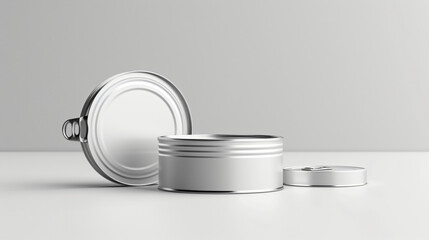 Blank flat tin can food container with easy open pull
