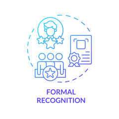 Formal recognition blue gradient concept icon. Employee of the month. Achievements appreciation. Successful team work. Round shape line illustration. Abstract idea. Graphic design. Easy to use
