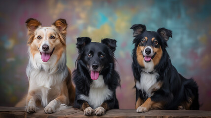 Group of various dogs background