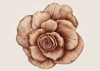 Brown rosette. Linear Illustration.