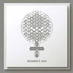 Hexagon pattern minimalist design celebrating International Women's Day