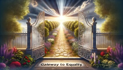 Path of Possibilities: Garden gate opening to endless opportunities