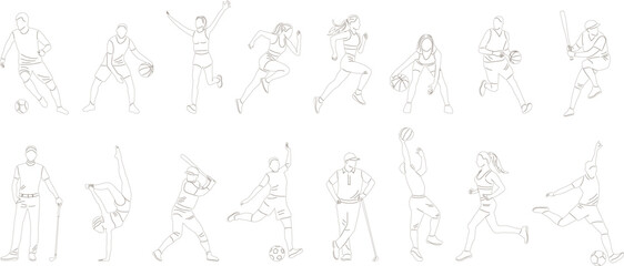 Fototapeta na wymiar people athletes set sketch on white background vector