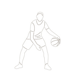 male basketball player sketch on white background vector