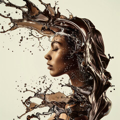 portrait of a woman with brush style 