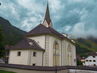 Fototapeta na wymiar San Vigilio Church in Marebbe - Gothic style - in Alta Badia, Italy