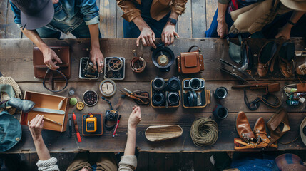 Crop: people arranging accessories. - obrazy, fototapety, plakaty