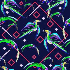 seamless pattern - night, the parrot speaks to the parrot...