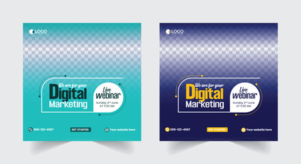 Digital marketing agency webinar live banner fully editable design with background image creative idea service post