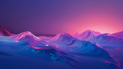3D rendering of a mountain landscape with vibrant colors.