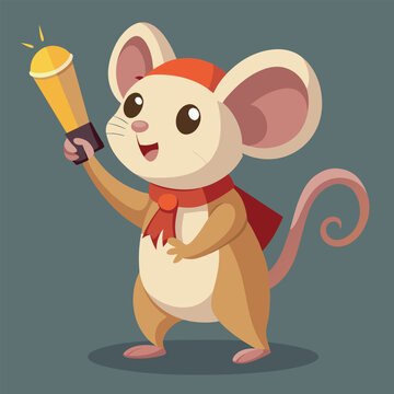 mouse with a gift vector illustration
