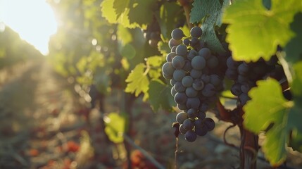 Enjoy a vineyard tour, stroll through rows of grapes, and savor wine tasting under the sun - obrazy, fototapety, plakaty