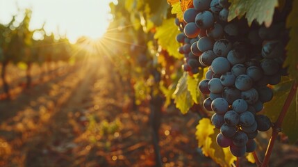Enjoy vineyard tours, rows of grapes, and wine tasting under the sun - obrazy, fototapety, plakaty