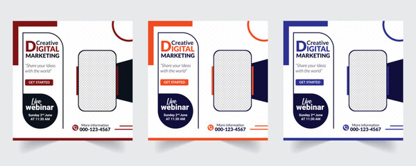 webinar background social advertising flyer template digital marketing professional design suitable for social post