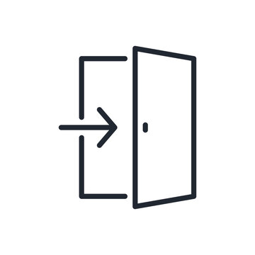 recommend clip art: Exit door editable stroke outline icon isolated on white background flat vector illustration. Pixel perfect. 64 x 64.