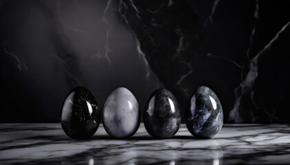 Marmurowe jajka. Nowoczesne luksusowe tło wielkanocne - obrazy, fototapety, plakaty