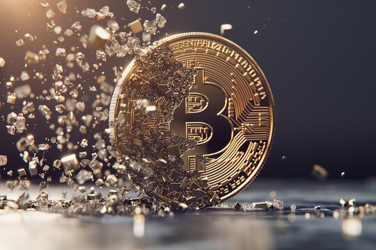 all time high of bitcoin price is coming right after the halving process, vanishing bitcoin representing halving mining process during every 4 years cycle 