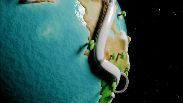 Train animation on tiny planet