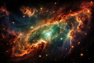 Fototapeta premium A view from space to a spiral galaxy and stars. Universe filled with stars, nebula and galaxy