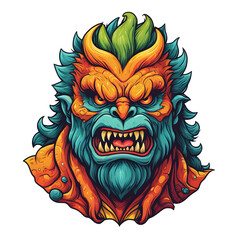 demon beast cartoon vector illustration. colorful concept