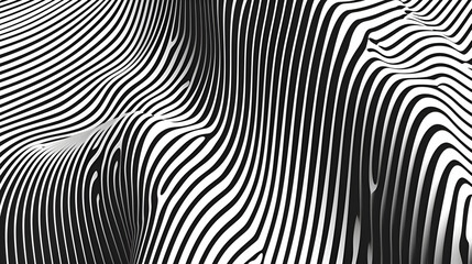 Minimalist Black and White Waves, Abstract Lines Background, Black and white psychedelic optical illusion. Abstract hypnotic animated background
