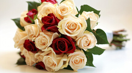Floral concept: roses in a bouquet.