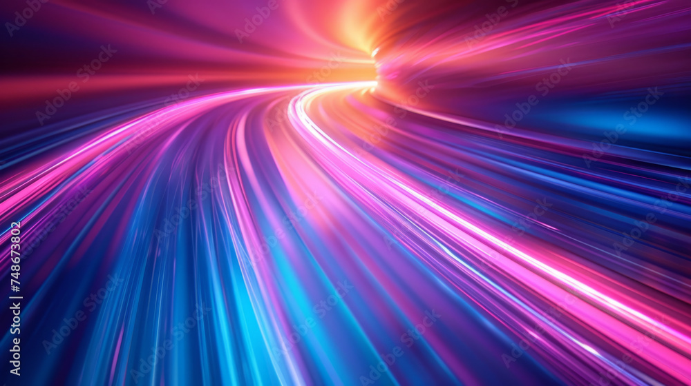 Poster abstract background depicting vibrant streaks of light flowing in a dynamic motion, simulating the s
