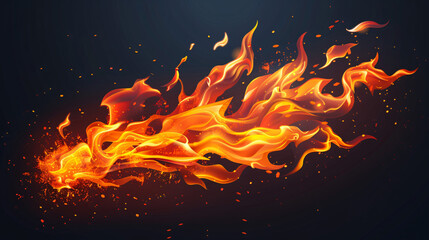 Fire flame. Hot flaming element.