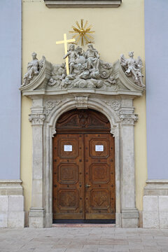 Entrance Door to Inner City Church in Budapest Hungary