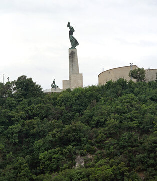 Liberty Statue at Top of Hill in Budapest Hungary