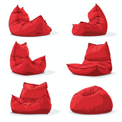 Red beanbag in trendy flat style. Comfortable fluffy