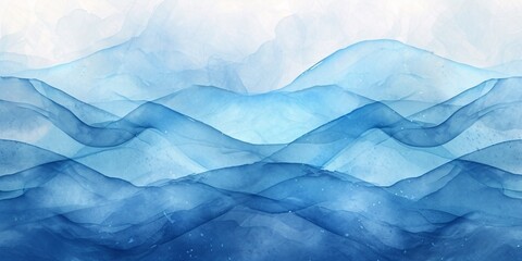 Vibrant blue watercolor waves background with a textured illustration.