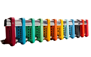Colorful Harmonica Array on white background