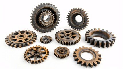 White gears on a blank backdrop.