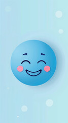Naklejka premium Cheerful Smiling Emoji: A Cute Blue-Themed Expression