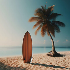 beach with tree. beach, palm, sea, ocean, tropical, tree, island, sand, water, sky, vacation, travel, paradise, palm tree, Ai generated 